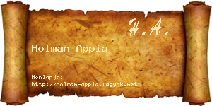 Holman Appia névjegykártya